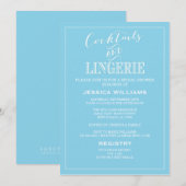 Cocktails & Lingerie Shower-uitnodigingen | Blauw Kaart (Voorkant / Achterkant)