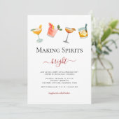 Cocktails maken geesten helder kerstfeest kaart (Staand voorkant)