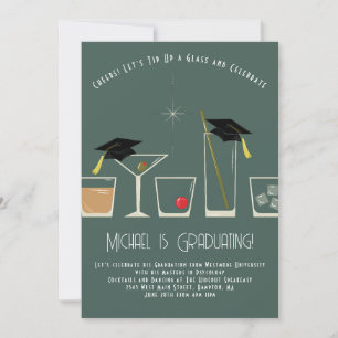 Cocktails Martini Bar Graduation Party Invitation Kaart