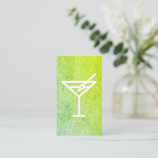 Cocktails Martini Glamour Groen Glitters Visitekaartje (Staand voorkant)