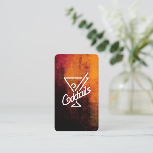 Cocktails Martini | Oranje zwarte textuur Visitekaartje (Staand voorkant)