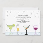 Cocktails Meisjes 21e verjaardag Uitnodigingen (Voorkant)