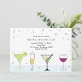 Cocktails Meisjes 21e verjaardag Uitnodigingen (Staand voorkant)