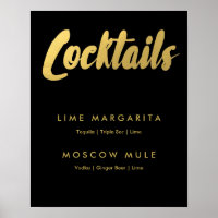 Cocktails menu gouden glazen teken | bewerkbare kl