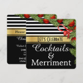 "Cocktails & Merriment" Uitnodiging voor feestdag (Voorkant / Achterkant)