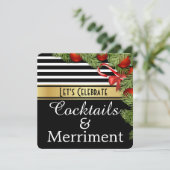"Cocktails & Merriment" Uitnodiging voor feestdag (Staand voorkant)