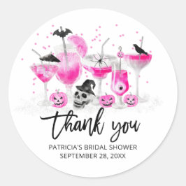 Cocktails met hete roze kleur Halloween Bruiloftsf Ronde Sticker