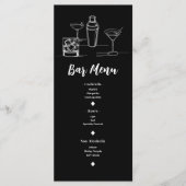 Cocktails Minimale Moderne Open Bar Bruiloft Menu (Voorkant)