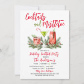 Cocktails & Mistletoe Feestelijke Drinken Feestdag Kaart (Voorkant)