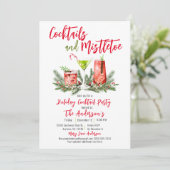 Cocktails & Mistletoe Feestelijke Drinken Feestdag Kaart (Staand voorkant)