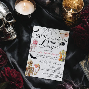 Cocktails Night Sips About to Go Down Halloween Kaart