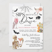 Cocktails Night Sips About to Go Down Halloween Kaart (Voorkant)