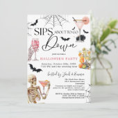 Cocktails Night Sips About to Go Down Halloween Kaart (Staand voorkant)