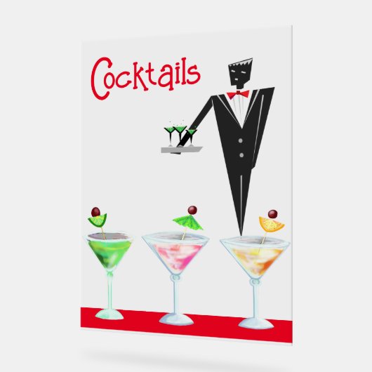Cocktails ober met drinken acryl teken acryl bord (Hoek)