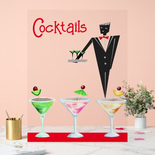 Cocktails ober met drinken acryl teken acryl bord (Huwelijk)