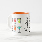 Cocktails Omarm Diversiteit Bachelorette Tweekleurige Koffiemok (Voorkant links)