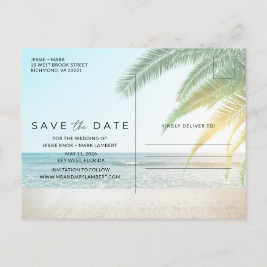 Cocktails op het strand Bruiloft Save the Date Aankondigingskaart (Achterkant)