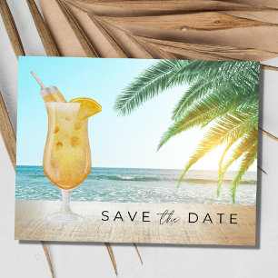 Cocktails op het strand Bruiloft Save the Date Aankondigingskaart