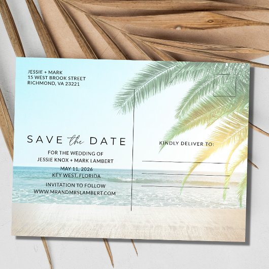Cocktails op het strand Bruiloft Save the Date Aankondigingskaart