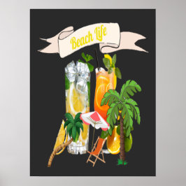 Cocktails op het strand poster