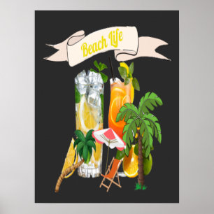 Cocktails op het strand poster