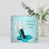Cocktails op hoge hoogte Blauwgroen 21e verjaardag Kaart (Staand voorkant)