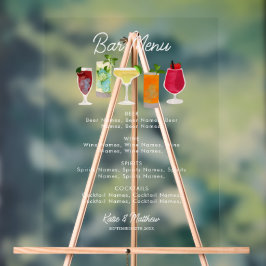 Cocktails & Party Bar Drinken Trouwmenu Acryl Bord