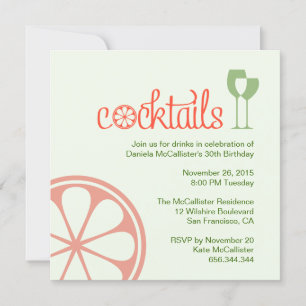 Cocktails Party Birthday Invitation Kaart