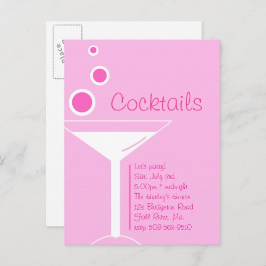 Cocktails Party-uitnodiging Uitnodiging Briefkaart (Voorkant / Achterkant)