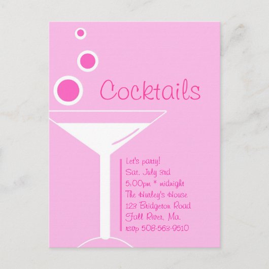 Cocktails Party-uitnodiging Uitnodiging Briefkaart (Voorkant)
