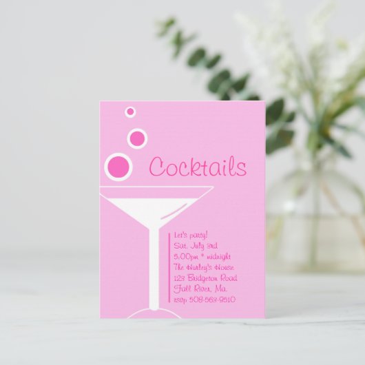 Cocktails Party-uitnodiging Uitnodiging Briefkaart (Staand voorkant)