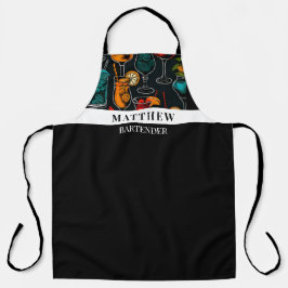 Cocktails Pattern Professional Vrouw Bartender Schort