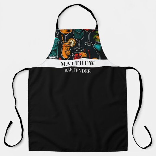Cocktails Pattern Professional Vrouw Bartender Schort (Voorkant)