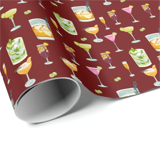 Cocktails Pattern Wrapping Paper Cadeaupapier (Rol Hoek)