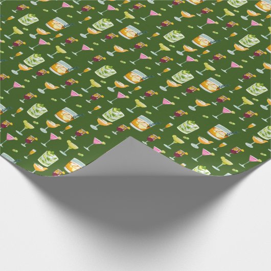 Cocktails Pattern Wrapping Paper Cadeaupapier (Hoek)