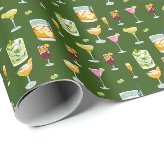 Cocktails Pattern Wrapping Paper Cadeaupapier (Rol Hoek)