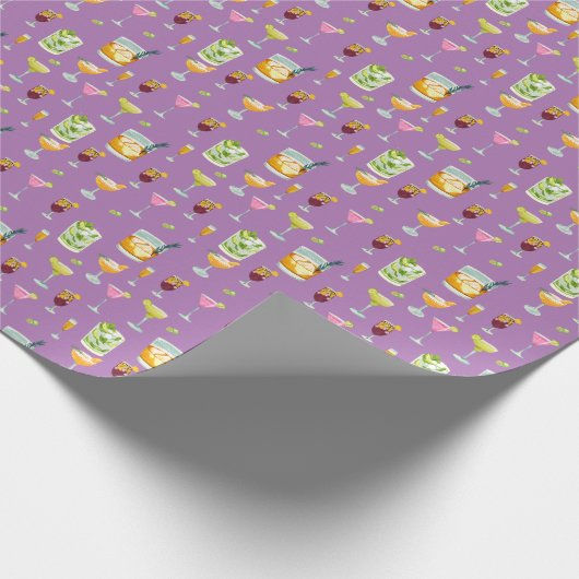 Cocktails Pattern Wrapping Paper Cadeaupapier (Hoek)