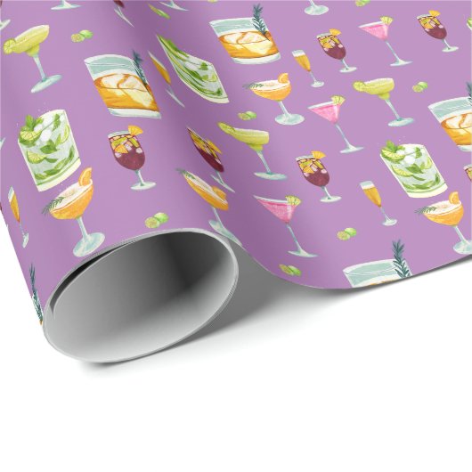 Cocktails Pattern Wrapping Paper Cadeaupapier (Rol Hoek)