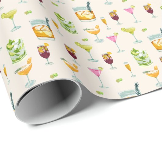 Cocktails Pattern Wrapping Paper Cadeaupapier (Rol Hoek)