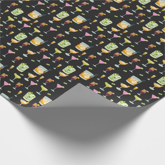 Cocktails Pattern Wrapping Paper Cadeaupapier (Hoek)