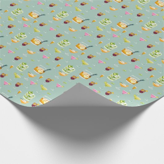 Cocktails Pattern Wrapping Paper Cadeaupapier (Hoek)