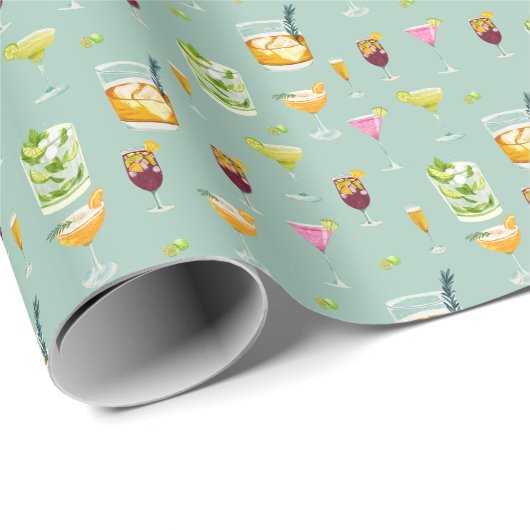 Cocktails Pattern Wrapping Paper Cadeaupapier (Rol Hoek)