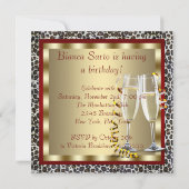 Cocktails Red High Hiel Shoes Leopard Birthday Kaart (Achterkant)