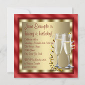 Cocktails Rode Hoge Hak Schoenen Verjaardagsfeest Kaart (Achterkant)