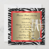 Cocktails Rode Hoge Hakken Schoenen Rode Zebra Ver Kaart (Achterkant)