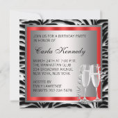 Cocktails Rode Hoge Hakken Schoenen Rode Zebra Ver Kaart (Achterkant)