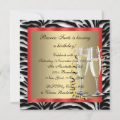 Cocktails Rode Stiletto's Rode Zebra Verjaardag Kaart (Achterkant)