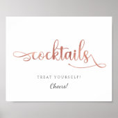 "Cocktails" Roos Gold Wedding Sign Poster (Voorkant)