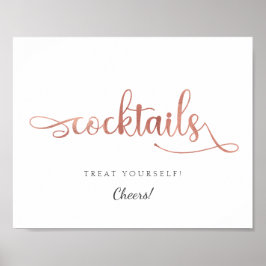 "Cocktails" Roos Gold Wedding Sign Poster