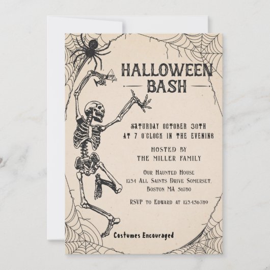  Cocktails Skeleton Adult Halloween Party Kaart (Voorkant)